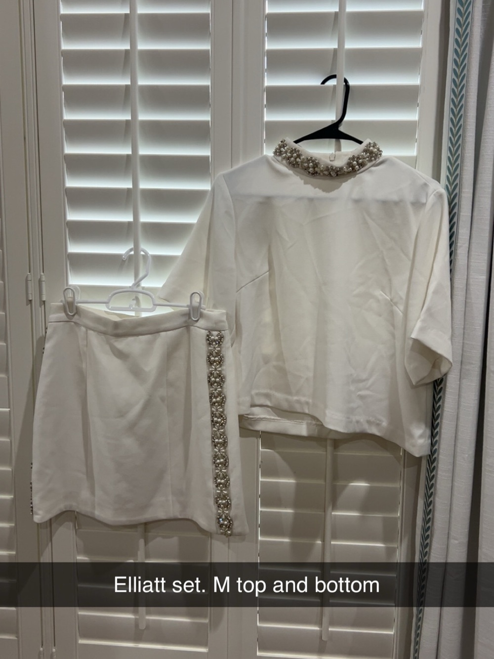 Elliatt White Pearl-Embellished Two-Piece Set
